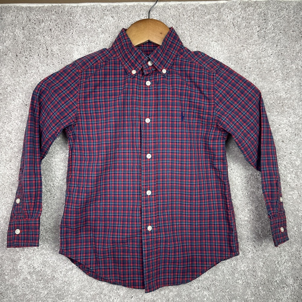 Polo Ralph Lauren Boys‎ Shirt Long Sleeve Button Up Red Checked Size 5